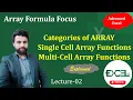Single Vs Multi-Cell ARRAY Functions in EXCEL ARRAY Formula Focus Lecture-2 Rizwan Razaq