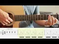 Each Coming Night - Iron & Wine - Guitar Tutorial + TABS on screen