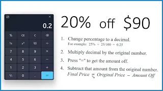 How to Calculate 20 Percent Off 90 Using a Calculator Step by Step