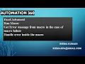 Automation 360 Automation Anywhere Run Macro Excel Advanced Handle macro error inside Task Bot