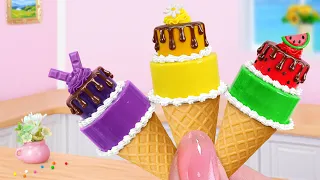 Mini Fruits Cake Recipe 🍦Amazing Miniature Ice Cream Cone Cake Decorating 🍡Mini Cakes