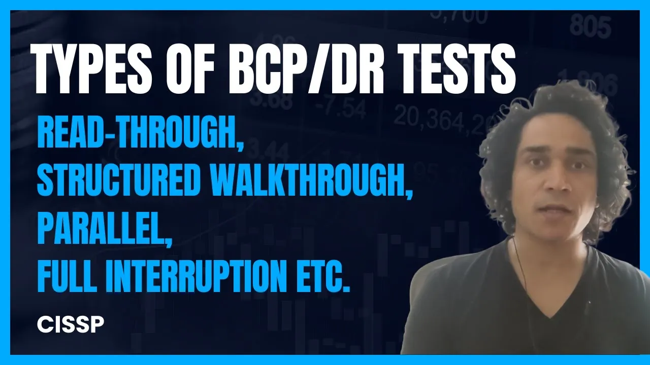 BCP DR Tests - Read-Through, Structured Walkthrough, Parallel, Full Interruption etc.