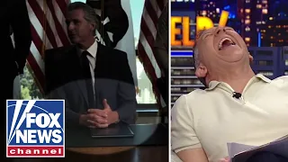 Gutfeld Newsom is VIOLENTLY trying to control his hands
