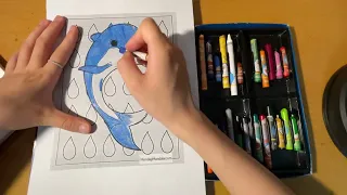 Hello everyone, today I will color a picture of a dancing blue dolphin.
