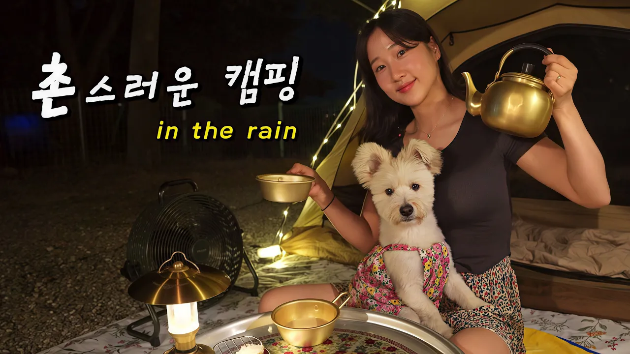 【애견동반 캠핑】 세상에서 가장 촌스러운 캠핑 / 반합으로 튀김, 구이, 찜까지 한번에! / 우중캠핑 / 솔로캠핑 Solo Camping / 라포레 캠핑장 썸네일