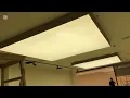 Backlit stretch fabric ceiling light installation Barrisol stretch ceiling Translucent fabric