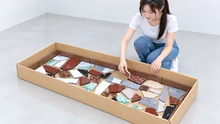 Creative coffee table ideas using scrap tiles and cardboard boxes