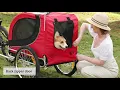 Aosom Dog Bike Trailer Foldable Pet Cart Bicycle Wagon Cargo Carrier Attachment for Travel