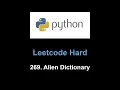 Leetcode 269 Alien Dictionary topological sort