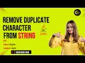 Remove Duplicate Characters from a String Java Coding Tutorial