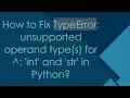 How to Fix TypeError unsupported operand type s for int and str in Python
