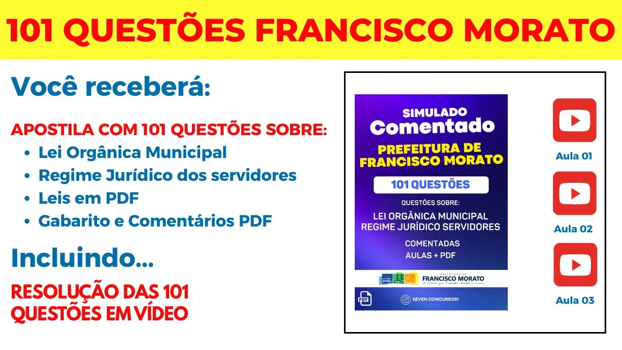 Leis Municipais Francisco Morato SP 101 QUESTÕES ESSENCIAIS Lei Orgânica Municipal 2025