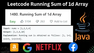 Running Sum of 1d Array Solution Leetcode 1480 Java Solution LEETCODE 1480 PROBLEM SOLVING JAVA