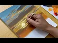 Download Lagu Easy Sunset Acrylic Painting Tutorial | Relaxing Landscape Art