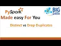 Drop duplicates vs distinct Pyspark distinct and dropduplicates Pyspark Tutorial Pyspark Course