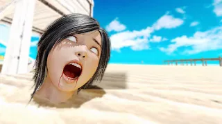 ロケットランチャーで爆死させられる生意気な彼女