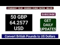 Rate of British Pound to Us Dollar
