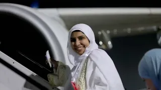 طياره الحجاج شوفوا فرحتهم احباب رسول الله وجمالهم 