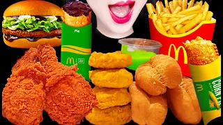 ASMR THAI McDonald's FRIED CHICKEN, NUGGETS, HAMBURGER 태국 맥도날드 치킨, 너겟, 파이, 햄버거 먹방 MUKBANG, EATING