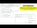 Velocity acceleration numerical Fluid Mechanics Fluid Kinematics
