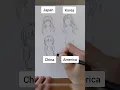Japan vs Korea vs China vs America - How to draw hair for anime girl
