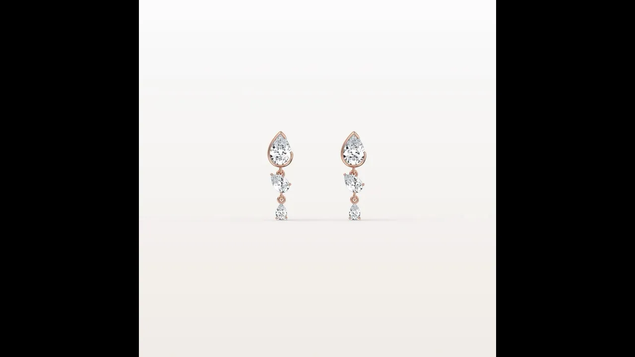 Triple Pear Lab-Grown Diamond Drop Earrings in 14K Solid Gold/Platinum