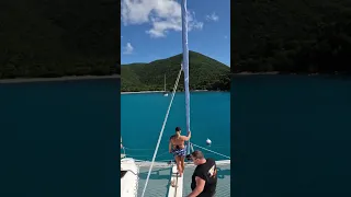 How to pickup a mooring ball (in 10 seconds) #sailing #catamaran #bareboat