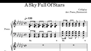 Download A Sky Full of Stars, Coldplay, piano song sheet music. MP3