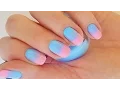 Ombre nails for beginners Pink and Blue