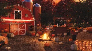 Pumpkin Farm Autumn Ambience With Cozy Crackling Fire Sounds Crickets Crunchy Leaves 