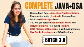 New Batch - DSA with Java 3.0 (Placement Course)