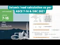 Seismic force calculation as per ASCE 7-16 DBC 2021 Aspire civil studio