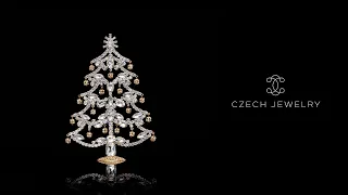 Christmas Tree with clear crystals LUXURY CZECH JEWELRY