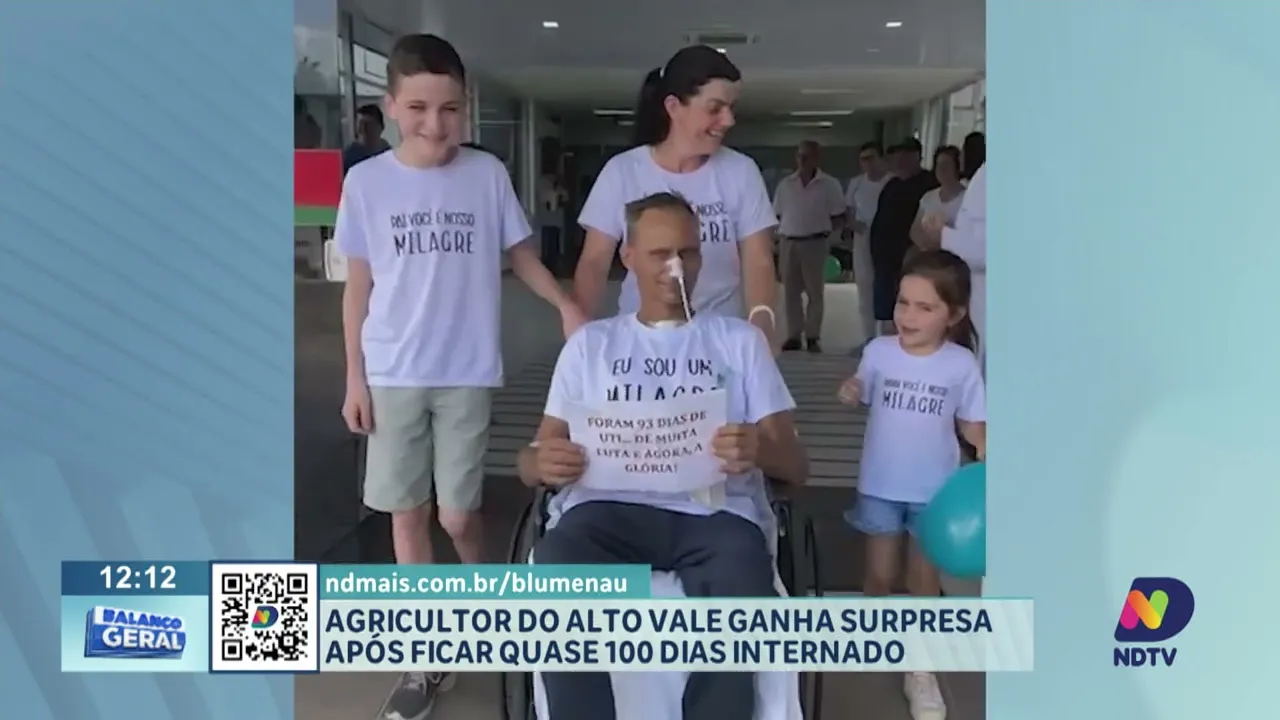 Agricultor do Alto Vale ganha surpresa após ficar quase 100 dias internado