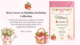 How to Make a Berry 1st Birt ay Invitation in Canva Editable Etsy Digital Product Tutorial