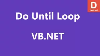 VB Net Do Until Loop