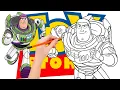 How to draw Buzz Lightyear running to infinity and beyond - Toy Story