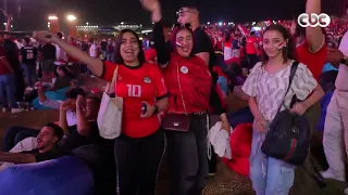 والله وعملوها الرجالة ورفعوا راس مصر بلدنا  فرحة الجمهور في الفان زون بعد تألق منتخب مصر أمام بلجيكا دندنها