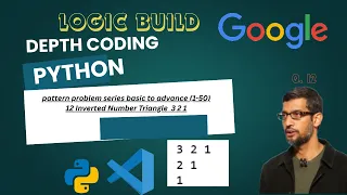python 12 Inverted Number Triangle 3 2 1 pattern problem logic build dsa coding skills master