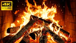 The MOST Beautiful FIREPLACE NO MUSIC With RELAXING Flames And GENTLE Wood POPS For Escape 