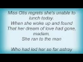 Linda Ronstadt - Miss Otis Regrets Lyrics