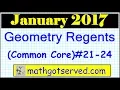 January 2017 Geometry 21 to 24 NYS Regents ANSWERS Common Core Solutions Worked Out Steps