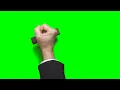 Businessmans hand stamping Green screen