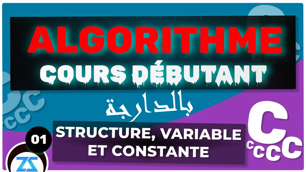 Algorithme 1/6 : Définition, les constantes, types de base, adresse et valeur de la variable, Darija