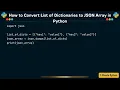 How to Convert List of Dictionaries to JSON Array in Python