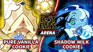 Pure Vanilla Cookie VS Shadow Milk Cookie Hot Eats Arena with CookieRun Kingdom