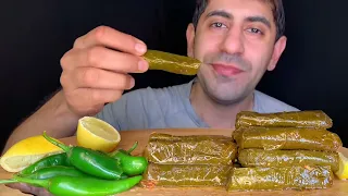 أصوات اكل ورق عنب فلفل حار 