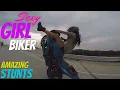 Download Lagu Beautiful Girl Biker Performs AMAZING Highway Motorcycle Stunts Riding Long Stunt Bike Wheelies