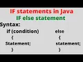 IF statements in Java IF else statement simanstudies