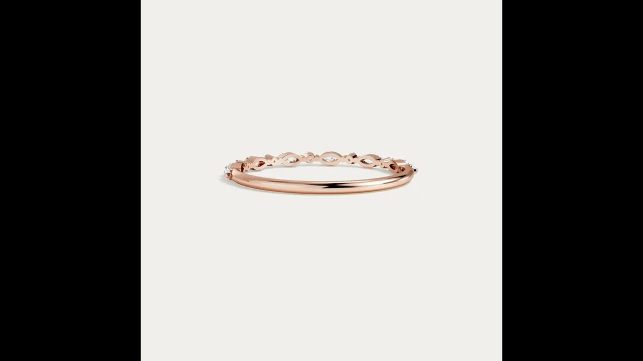 Alternating Marquise & Round Lab Diamond Half Eternity Wedding Band